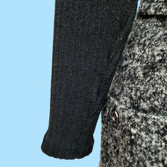 Burberry London Grey Belted Coat Black Knit Sleeves Wool Mohair Alpaca US Size 2 - Picture 3 of 12